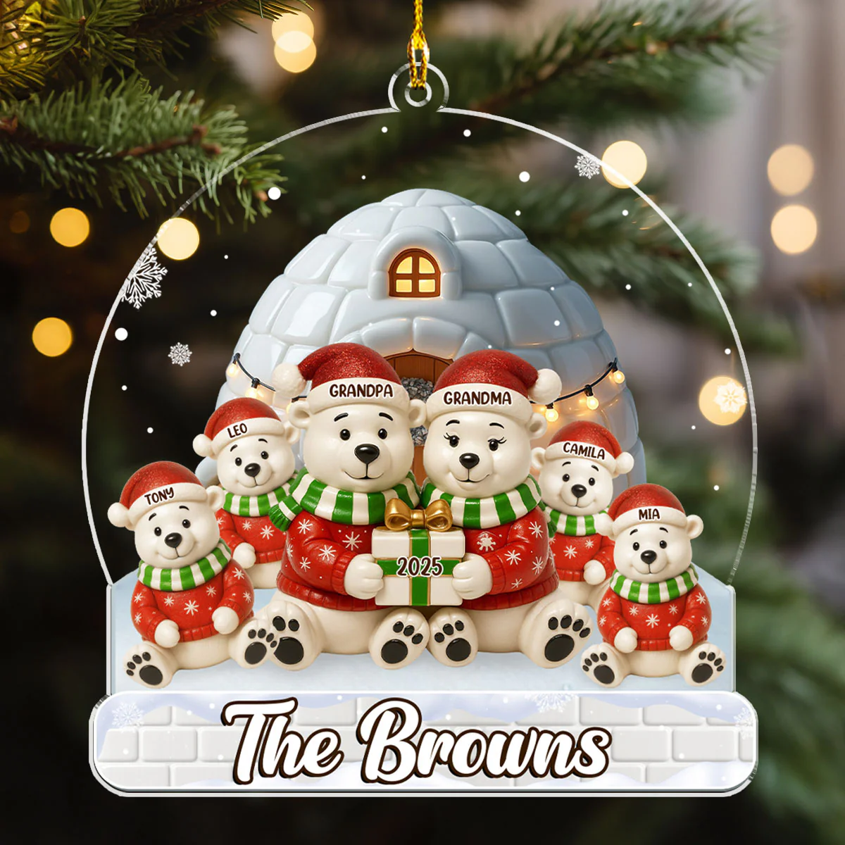 Holly Jolly Family Time - Personalized Custom Acrylic Ornament