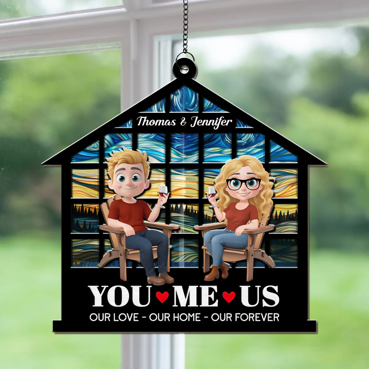 Home Begins With Our Love - Personalized Custom Suncatcher