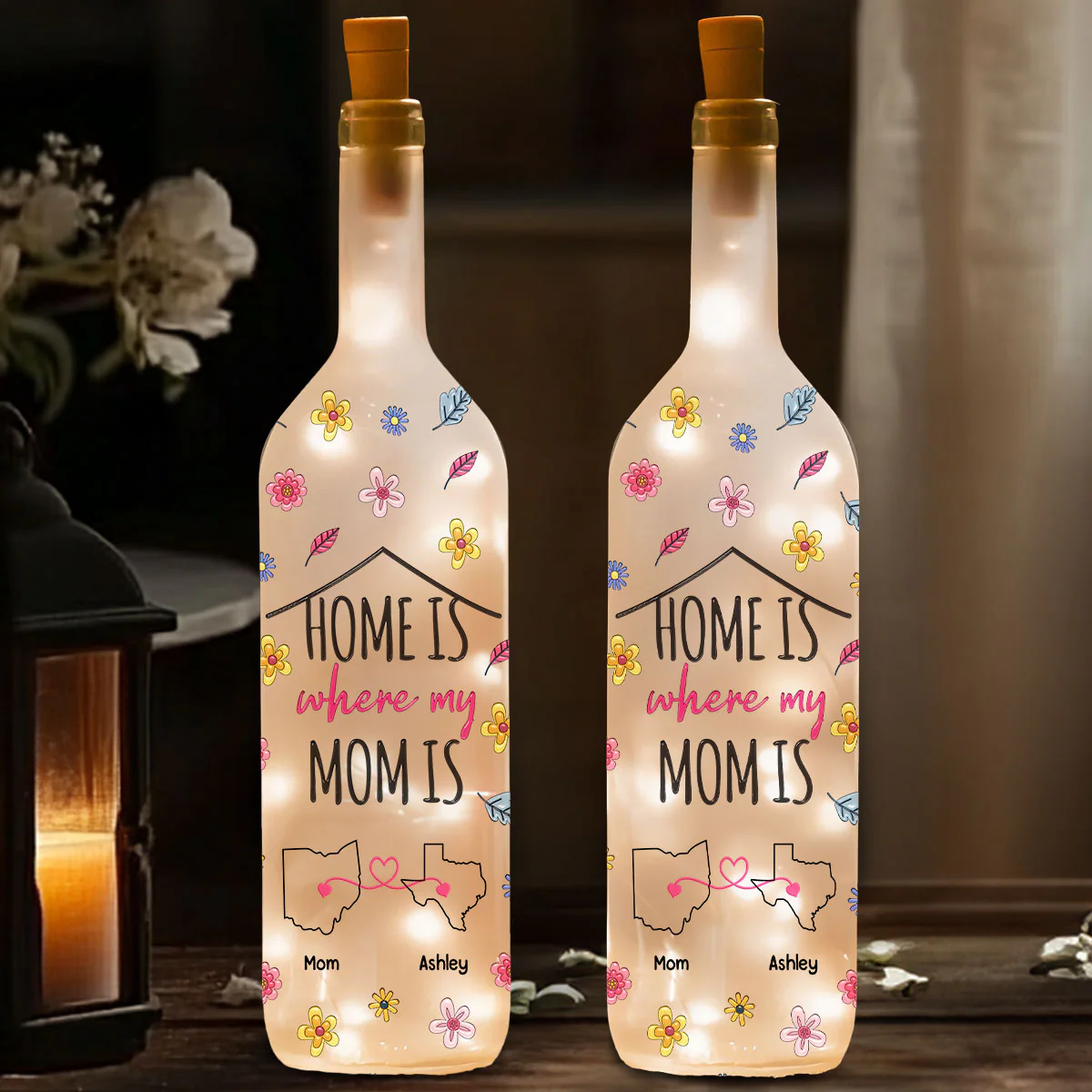 Home Is Where My Mom Is - Personalized Custom 3D Inflated Effect Bottle Lamp - Image 2