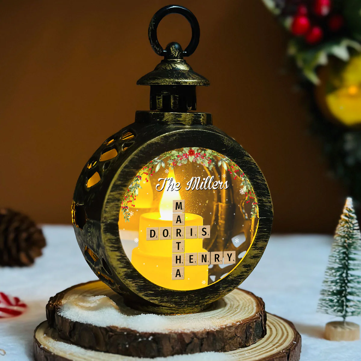Home Is Where - Personalized Custom Christmas Lantern - Image 5