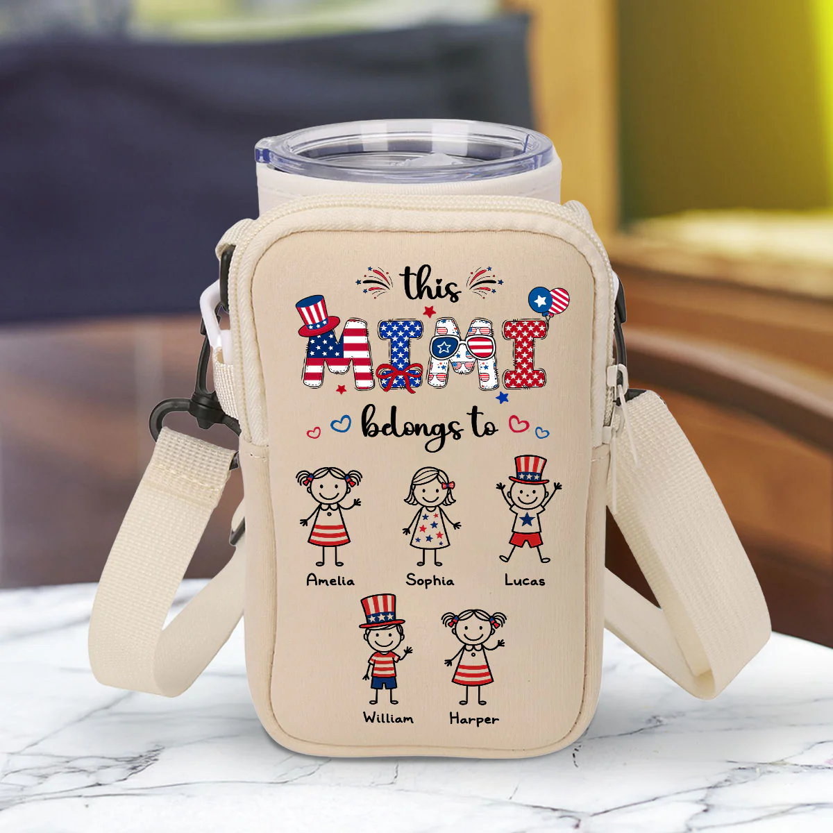 Home Is Where Your Grandma Is - Personalized Custom Water Bottle Carrier Bag - Image 6