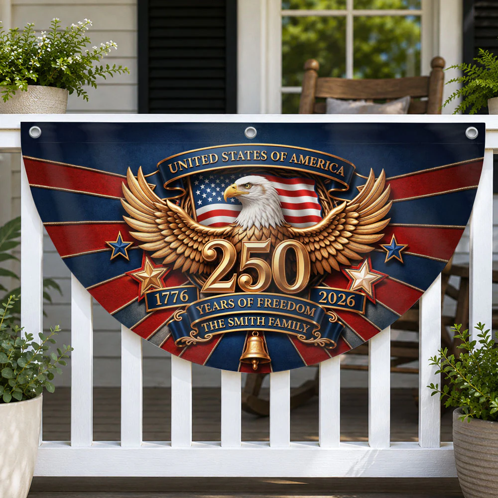 Home Of Freedom Since 1776 - Personalized Custom Non-Pleated Fan Flag - Image 3