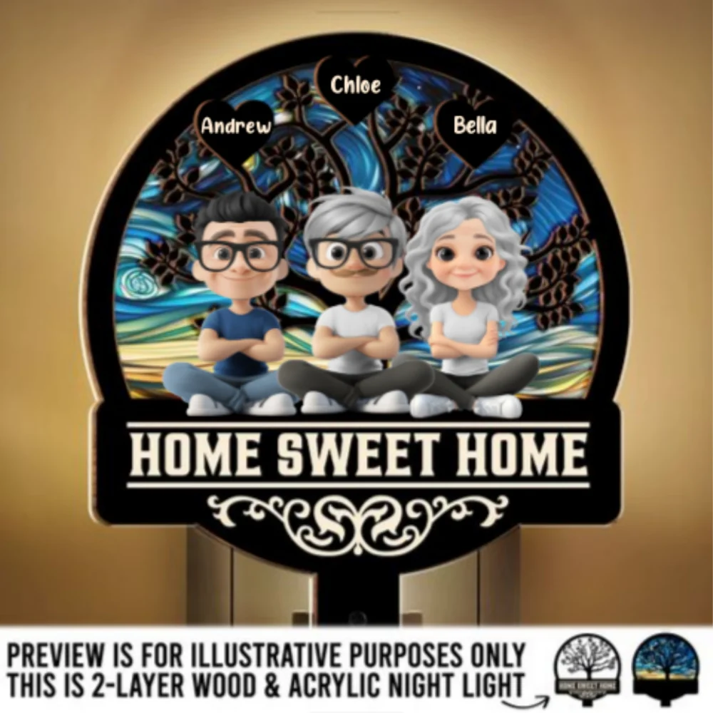 Home Sweet Home Family - Personalized Custom Wood And Acrylic Night Light - Image 6