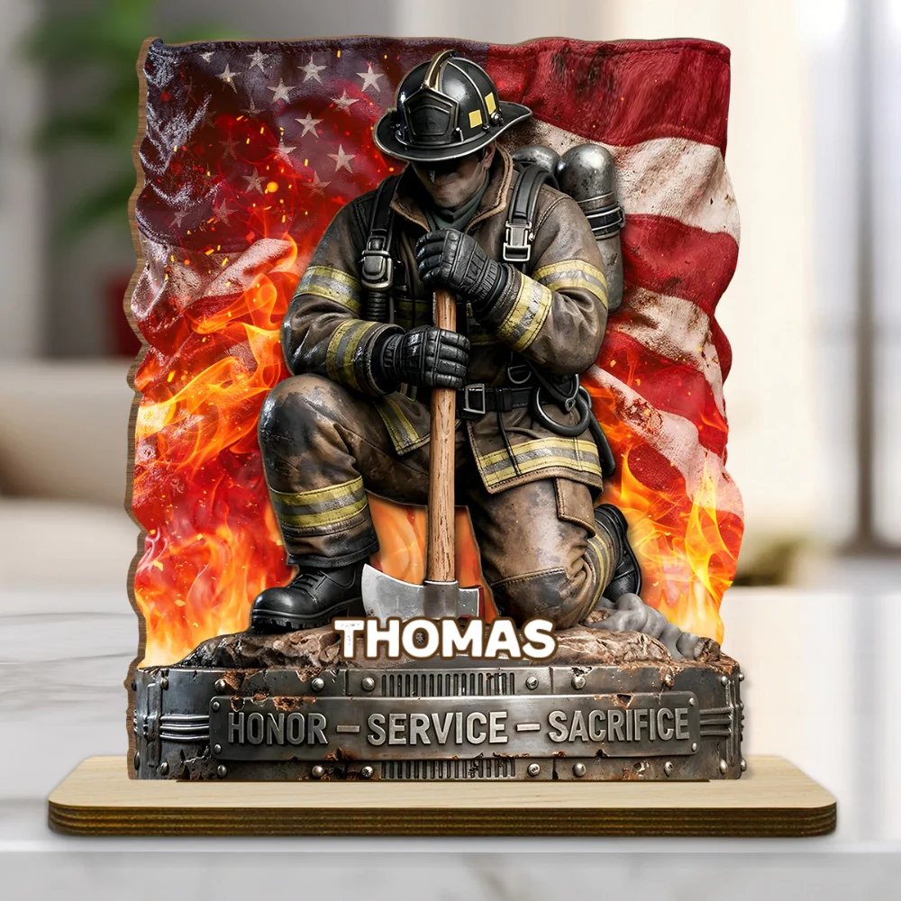 Honor Service Sacrifice - Personalized Custom 2-Layer Wood Plaque With Flat Base - Image 6