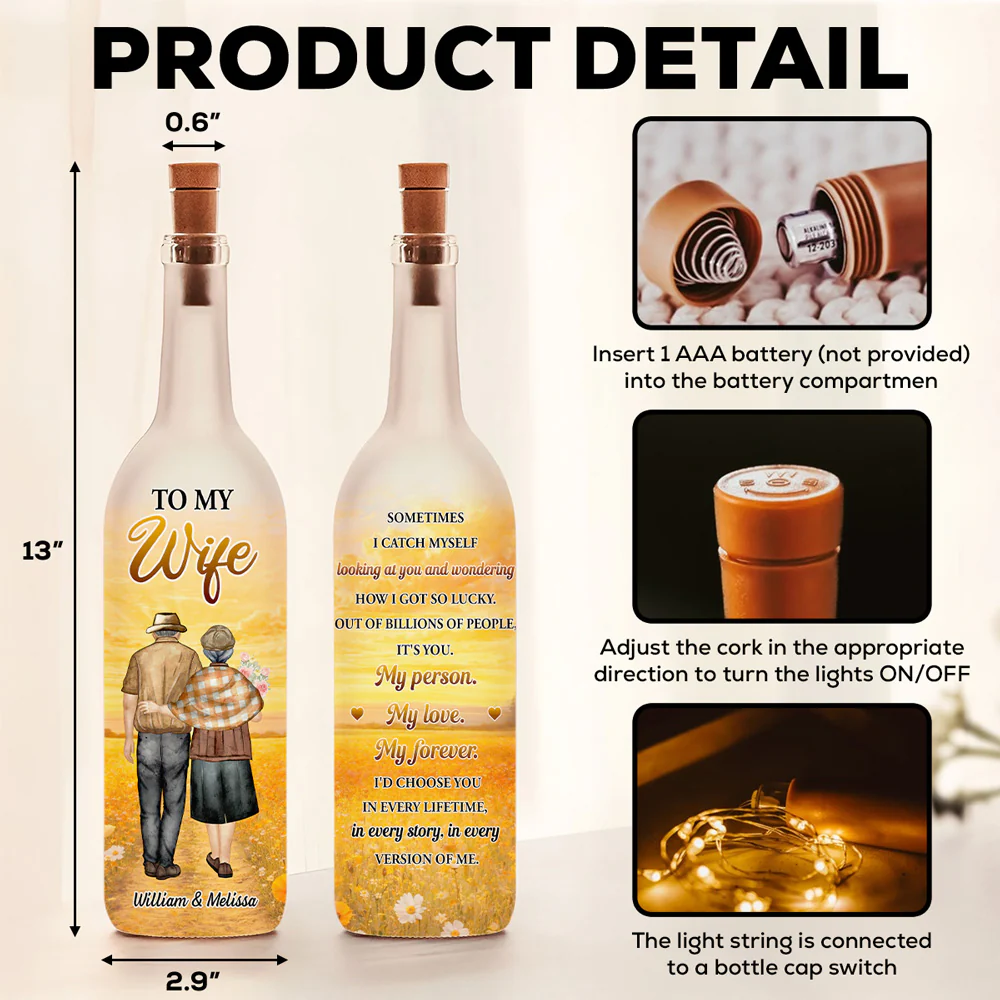 How Lucky I Am - Personalized Custom Bottle Lamp - Image 5