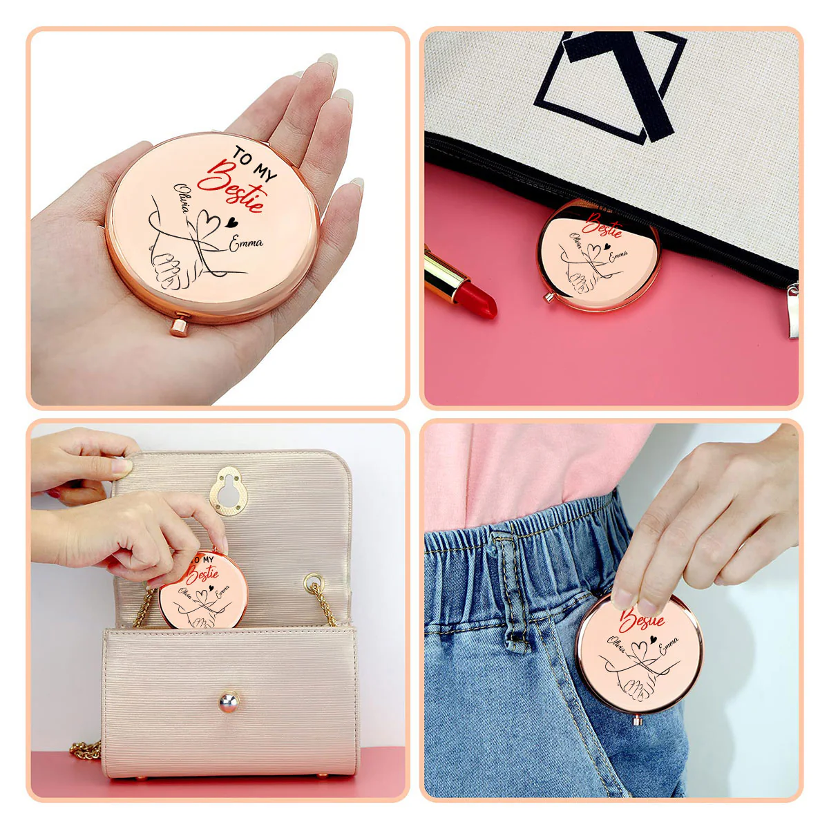 How Special You Are To Me Bestie Sister - Personalized Custom Compact Mirror - Image 4