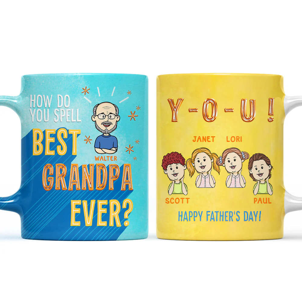 How To Spell Best Grandpa Ever - Personalized Custom Coffee Mug