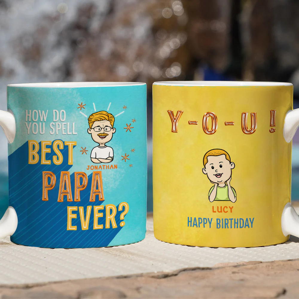 How To Spell Best Grandpa Ever - Personalized Custom Coffee Mug - Image 2