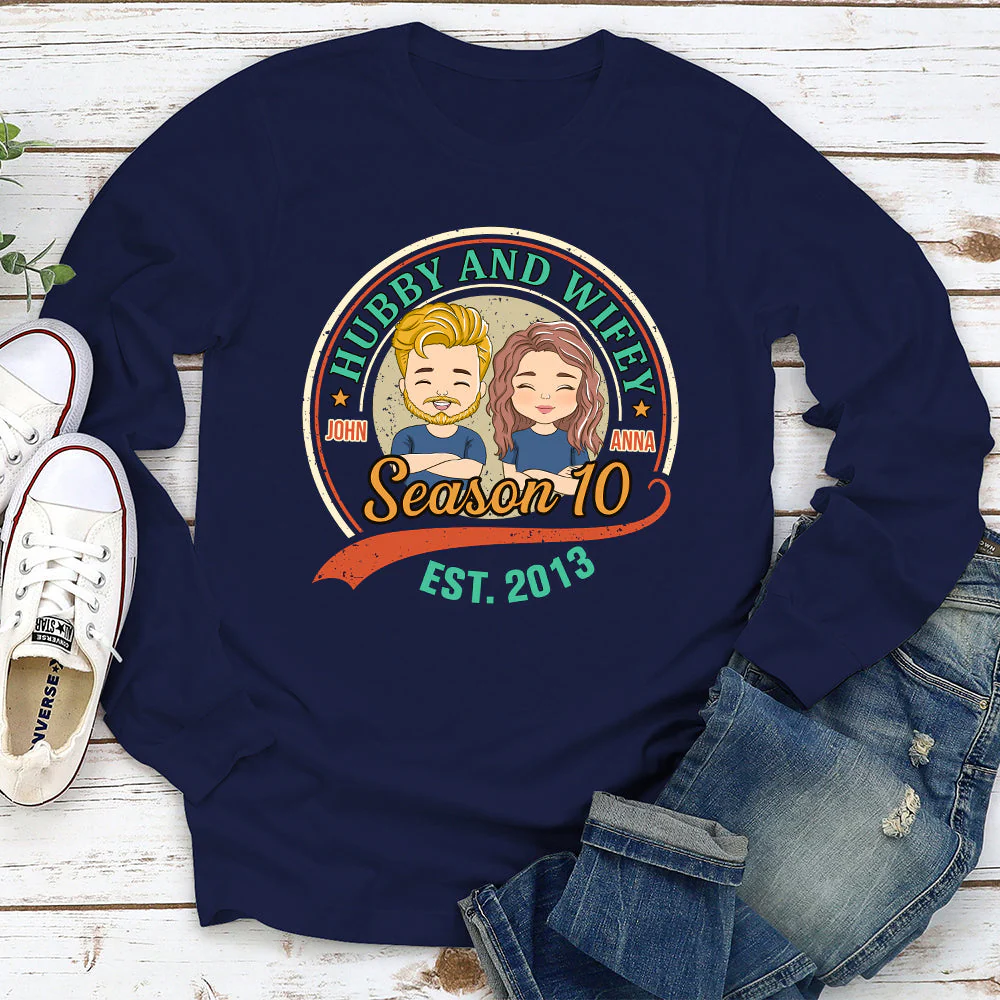 Hubby & Wifey - Personalized Custom Long Sleeve T-shirt - Image 2