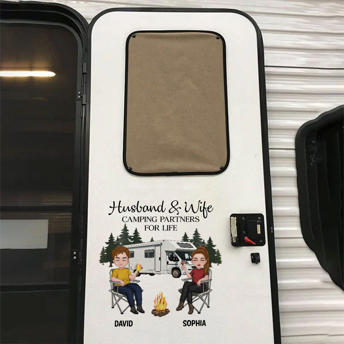 Husband And Wife Camping Partners For Life - Personalized Custom Decal - Image 8