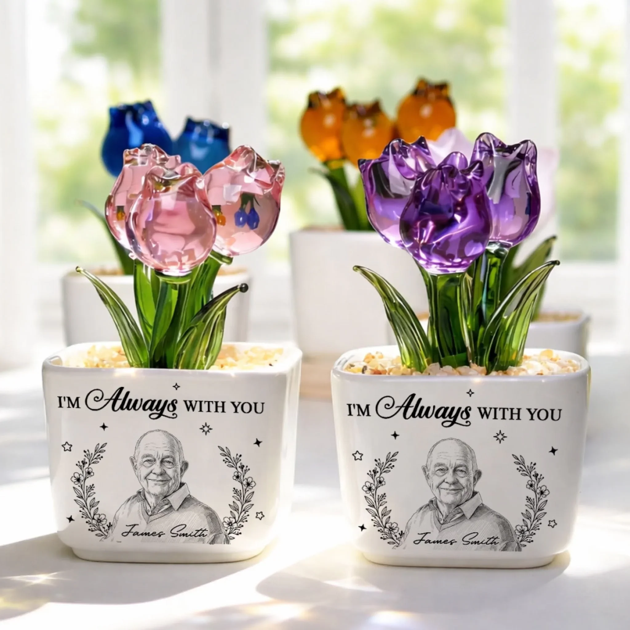 I Am Always With You - Personalized Custom Glass Everlasting Tulips - Image 3