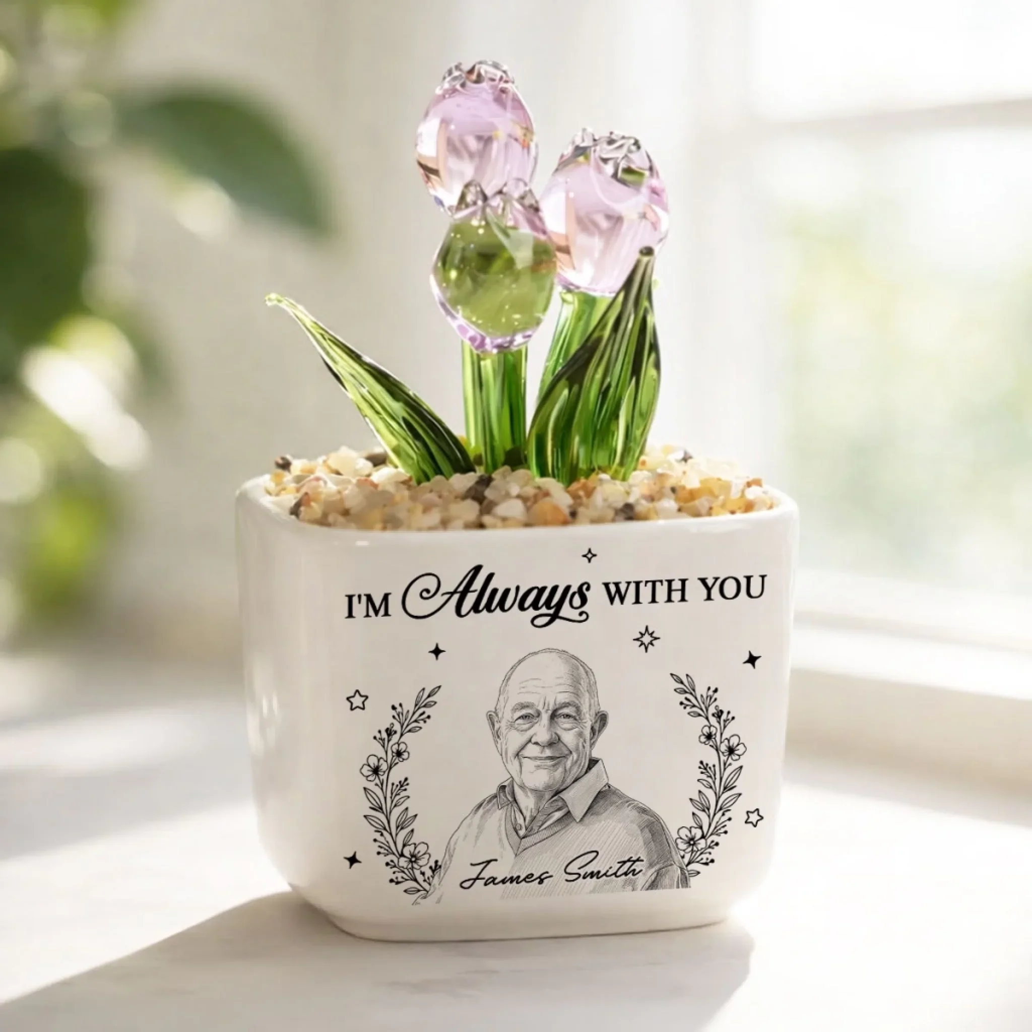 I Am Always With You - Personalized Custom Glass Everlasting Tulips - Image 4