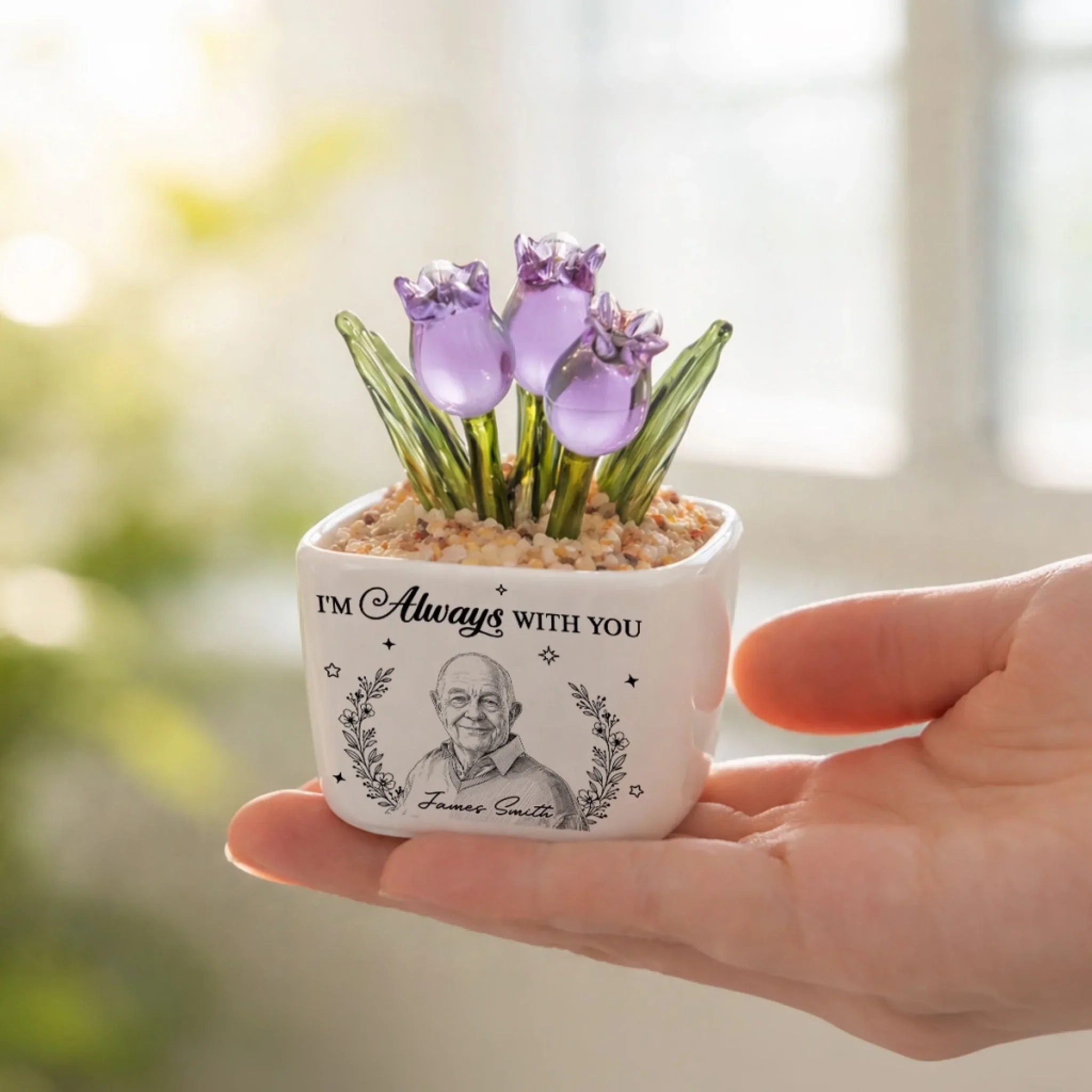 I Am Always With You - Personalized Custom Glass Everlasting Tulips - Image 6