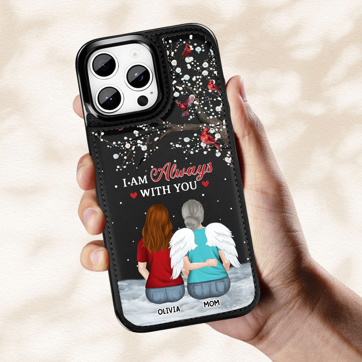 I Am Always With You - Personalized Custom Leather Phone Case - Image 3