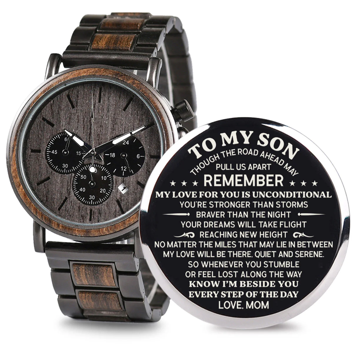 I Am Beside You, Every Step Of The Day - Personalized Engraved Wooden Watches GQ026