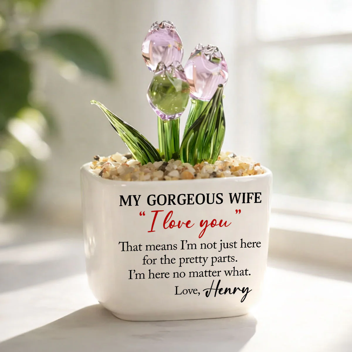 I Am Here For You - Personalized Custom Glass Everlasting Tulips - Image 2