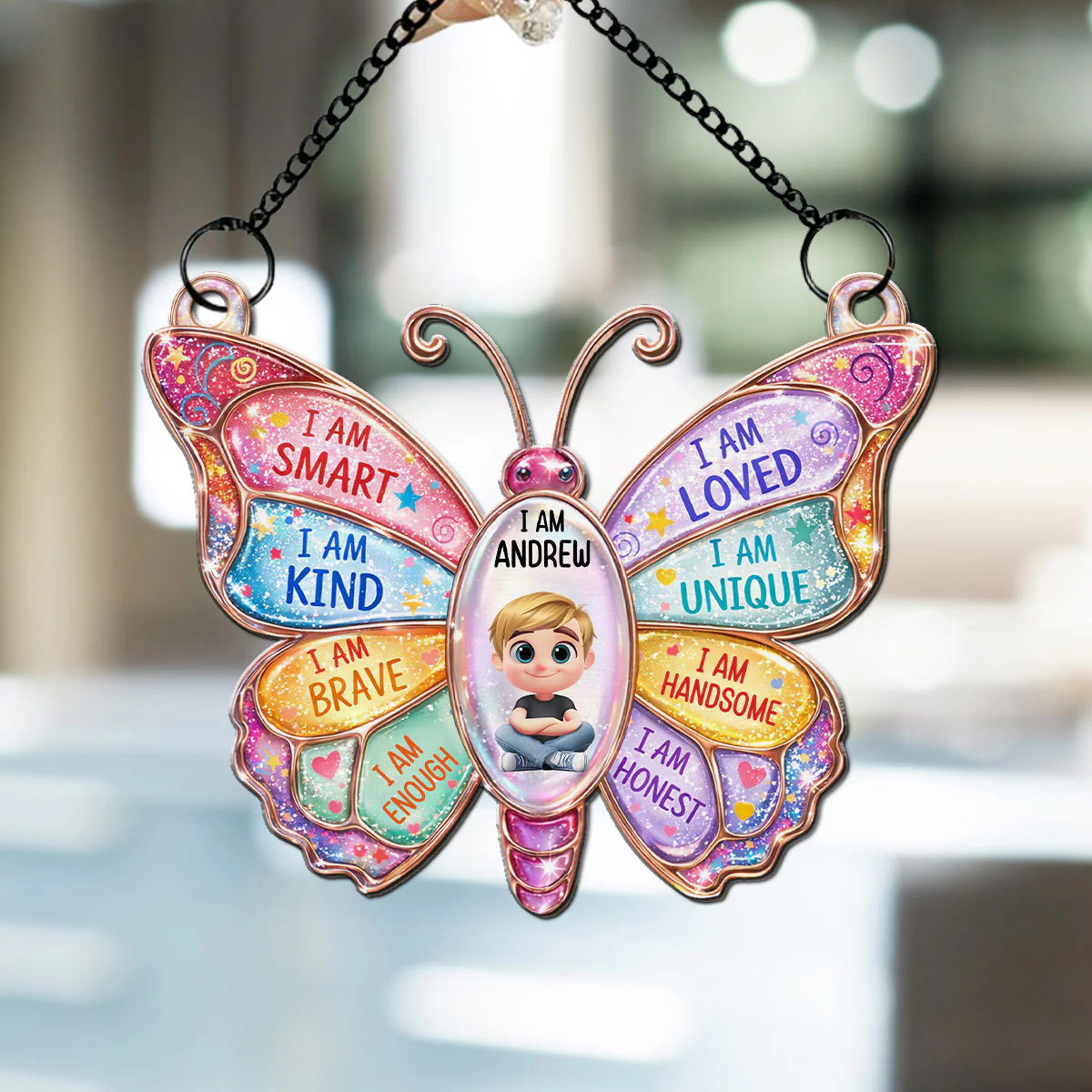 I Am Loved Gift For Grandkids - Personalized Custom Suncatcher