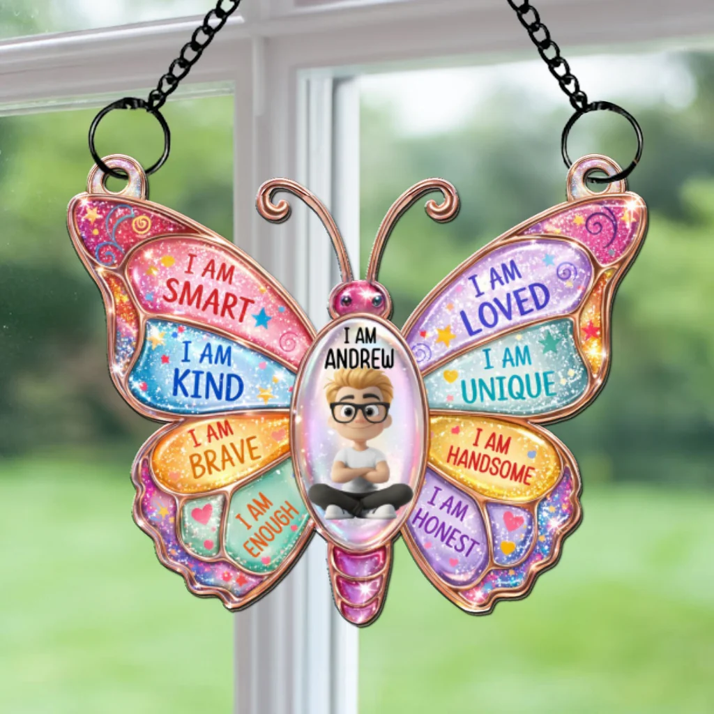 I Am Loved Gift For Grandkids - Personalized Custom Suncatcher - Image 6