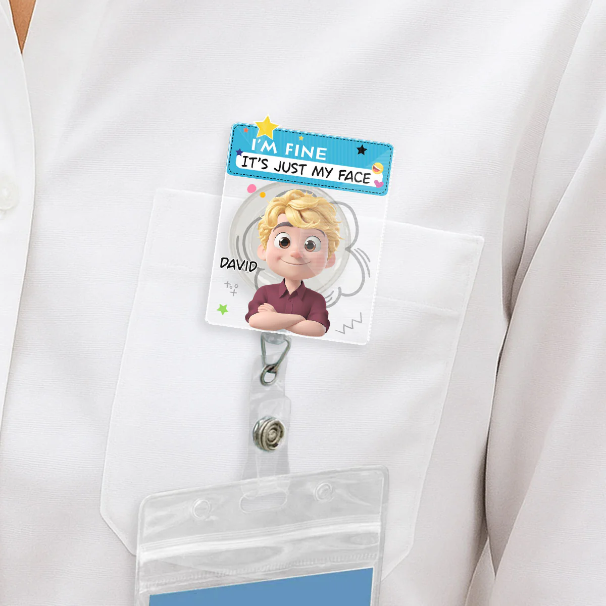 I Am Trying My Best Male - Personalized Custom Acrylic Badge Reel - Image 6