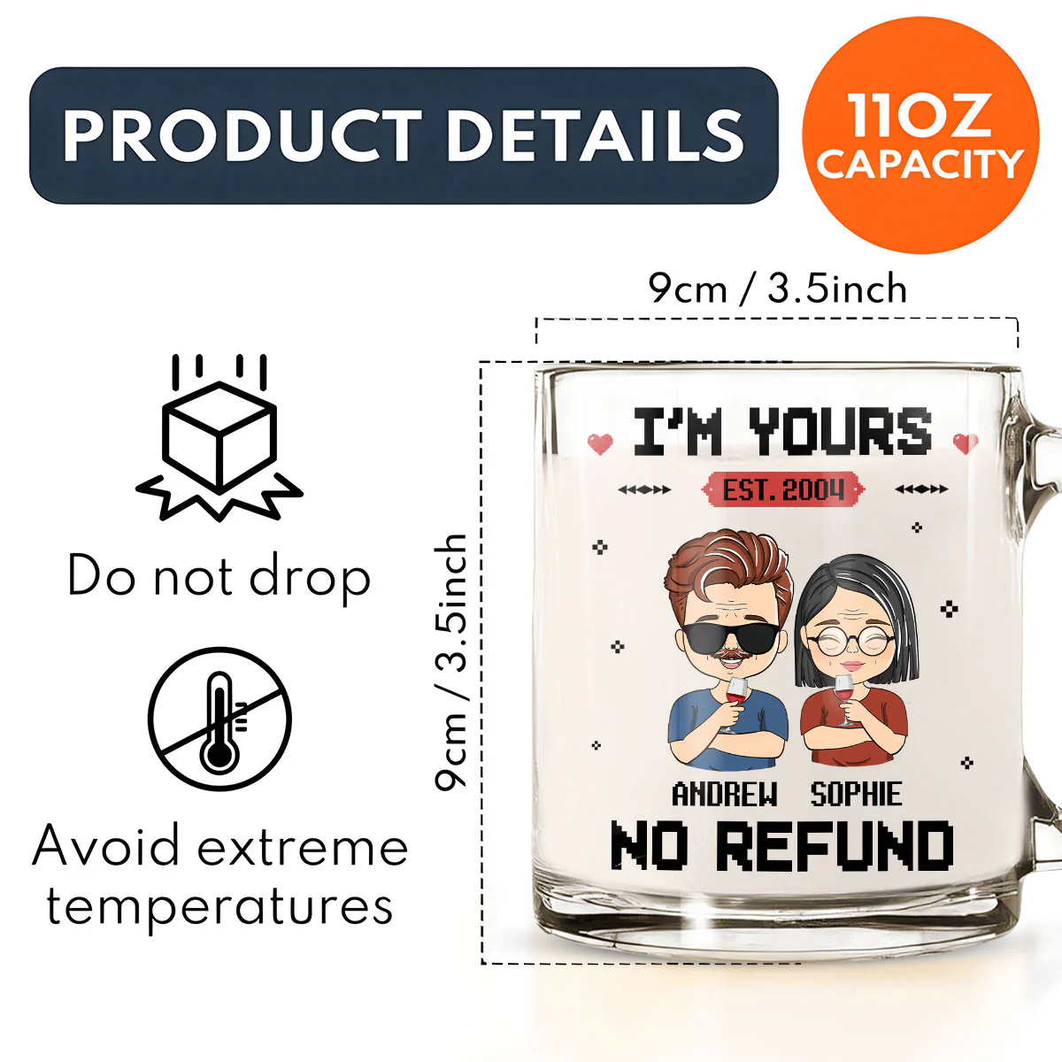 I Am Yours - Personalized Custom Glass Mug - Image 5