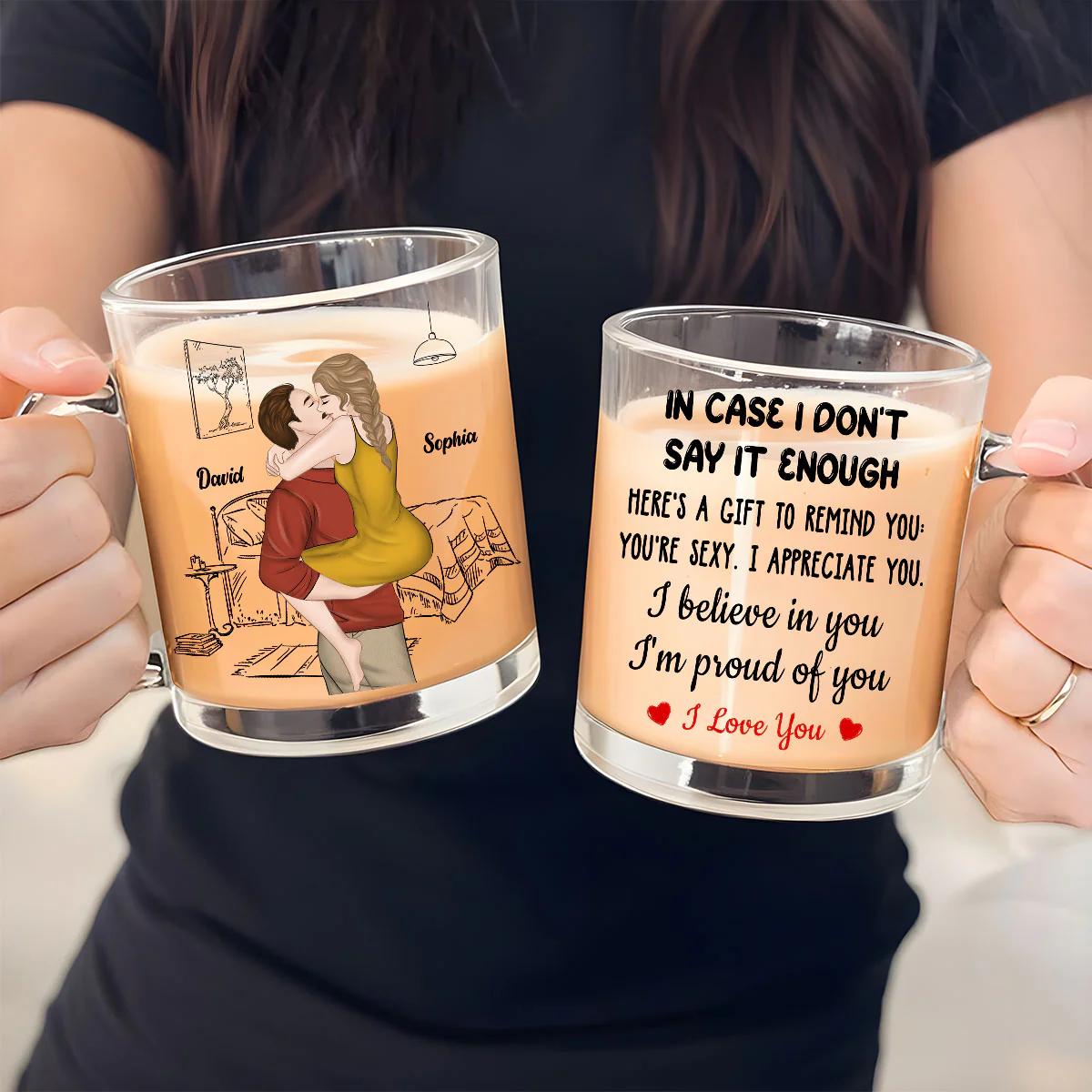 I Believe In You - Personalized Custom Glass Mug - Image 4