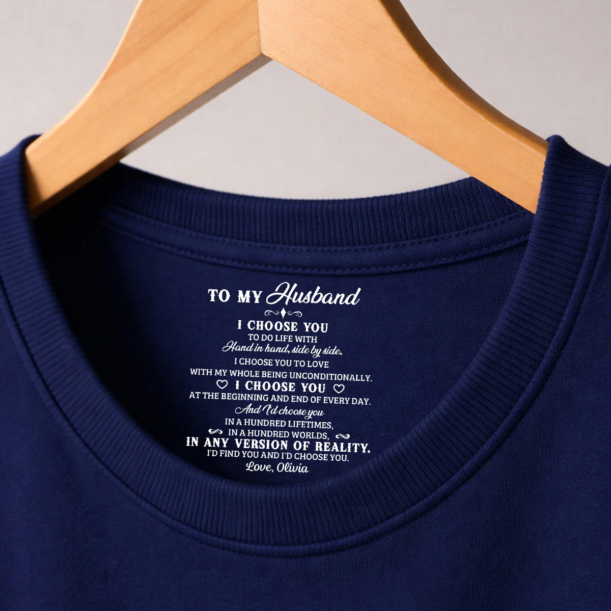 I Choose You 2 - Personalized Custom Inside Neck Print T-Shirt - Image 3