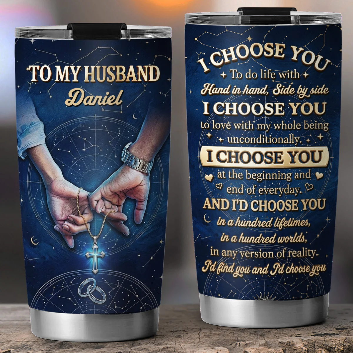 I Choose You My Husband - Personalized Custom 3D Effect Tumbler - Image 4
