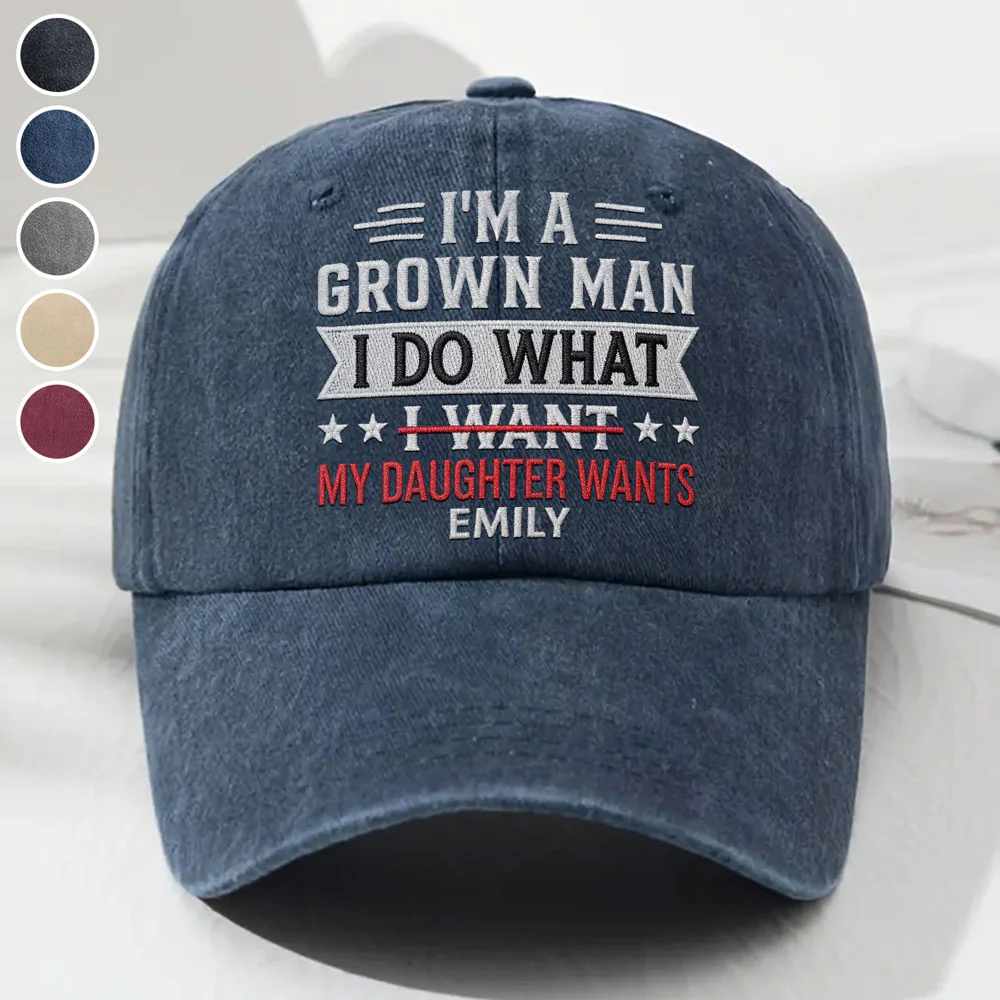 I Do What I Want - Personalized Custom Vintage Washed Denim Cap - Image 2