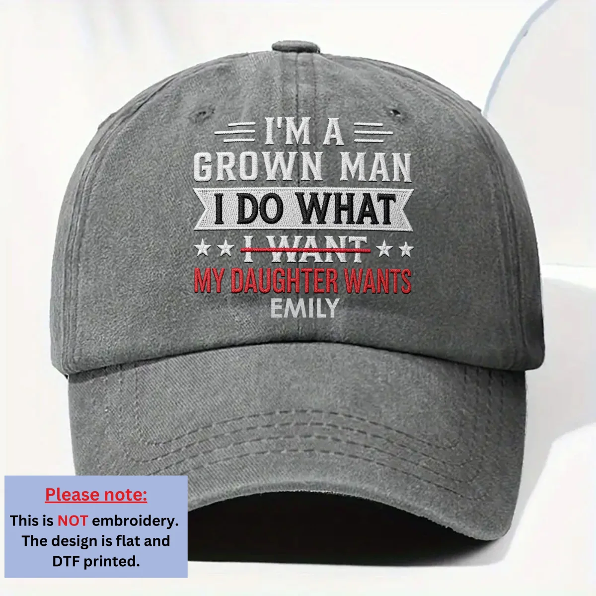 I Do What I Want - Personalized Custom Vintage Washed Denim Cap - Image 8