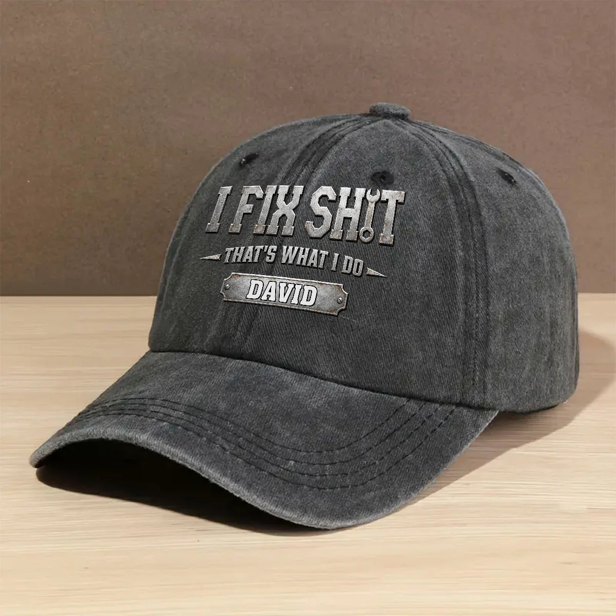 I Fix Everything - Personalized Custom Vintage Washed Denim Cap - Image 2