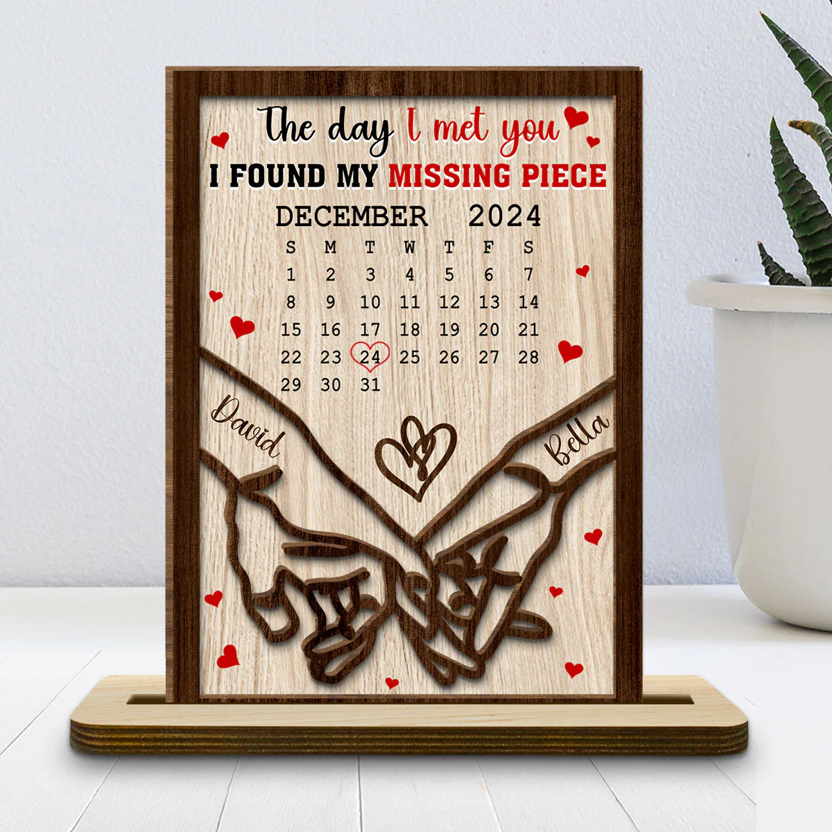 I Found You - Personalized Custom 2-Layer Wood Plaque With Flat Base - Image 2