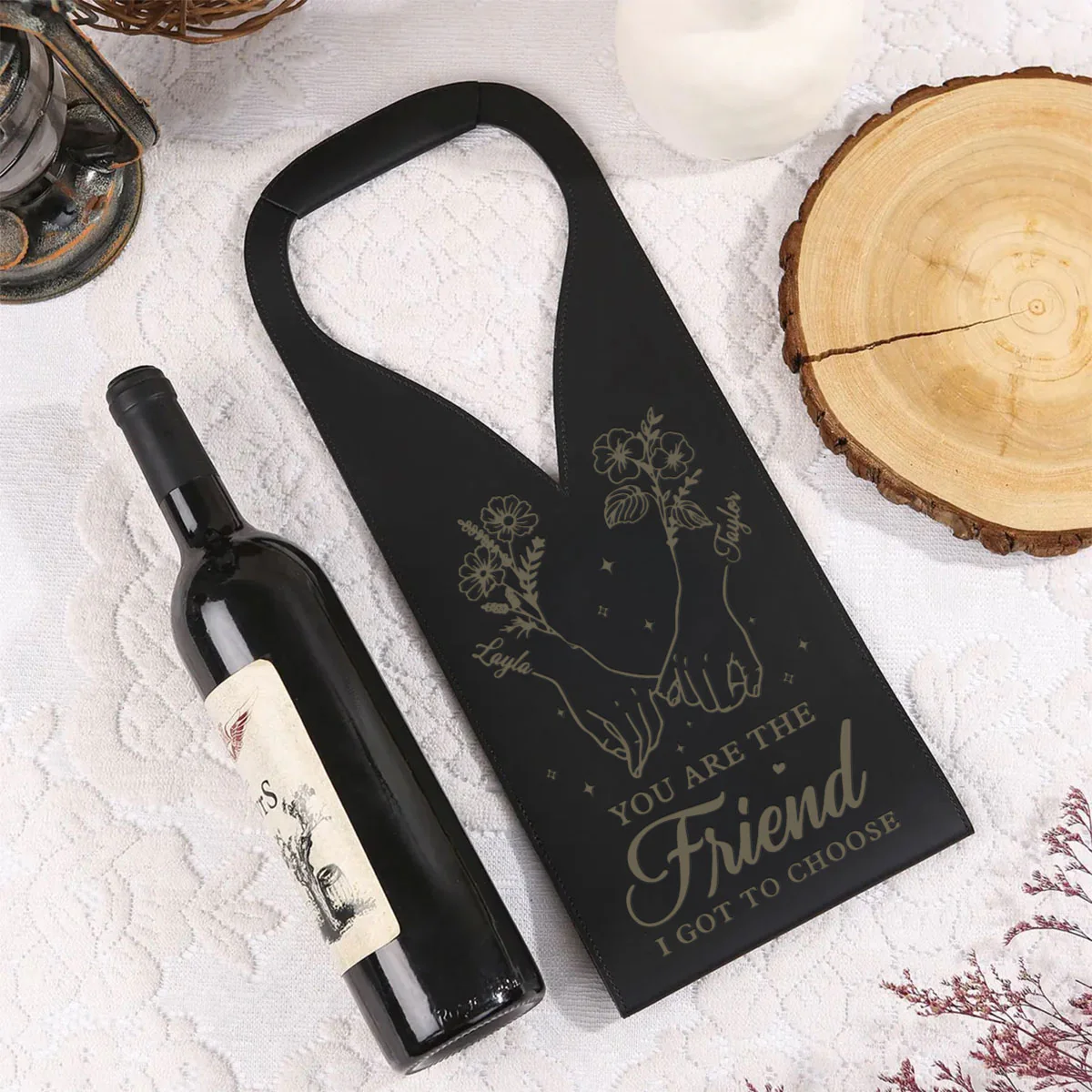 I Got To Choose - Personalized Custom Engraved Leather Wine Bag - Image 3