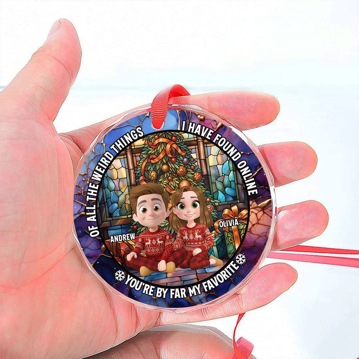 I Have Found You Online - Personalized Custom Glass Ornament - Image 2