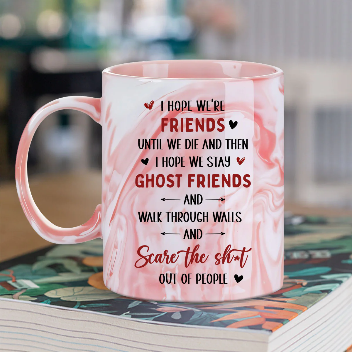 I Hope We Stay Ghost Friends - Personalized Custom Pink Marble Mug - Image 3