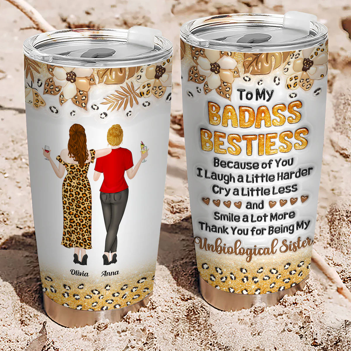 I Laugh Harder Because Of You - Personalized Custom 3D Inflated Effect Tumbler - Image 4
