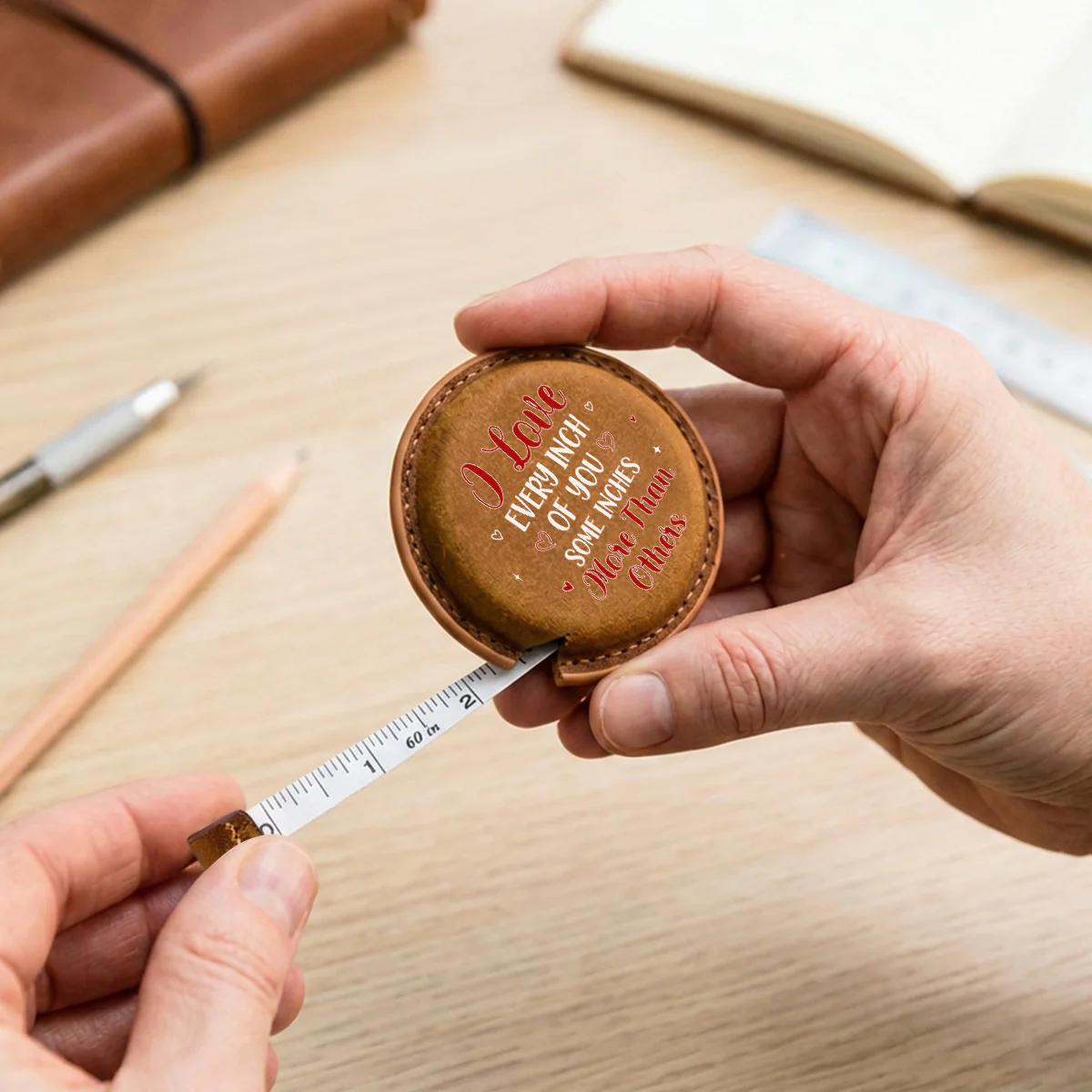 I Love Every Inch Of You - Personalized Custom Leather Tape Measure - Image 3