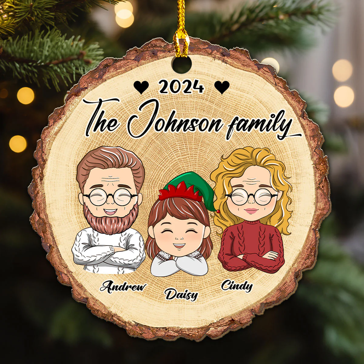 I Love My Family - Personalized Custom Wood Ornament - Image 2