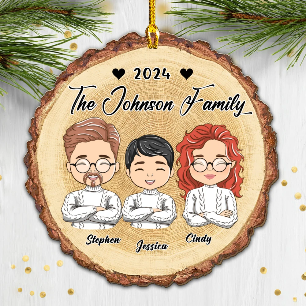 I Love My Family - Personalized Custom Wood Ornament - Image 5