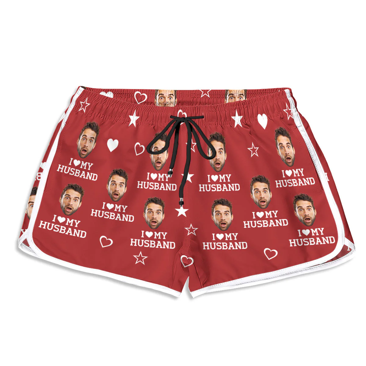I Love My Partner - Personalized Custom Couple Beach Shorts - Image 3