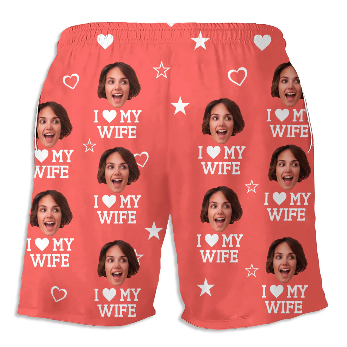 I Love My Partner - Personalized Custom Couple Beach Shorts - Image 4