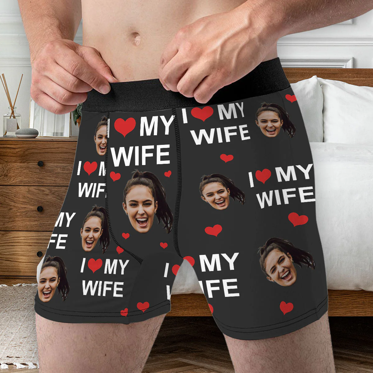 I Love My Wife - Personalized Photo Men's Boxer Briefs - Image 2
