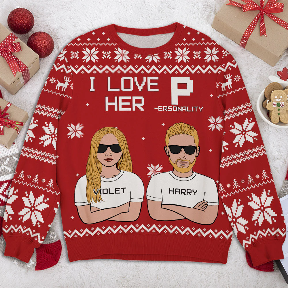 I Love - Personalized Custom All-Over-Print Sweatshirt - Image 7