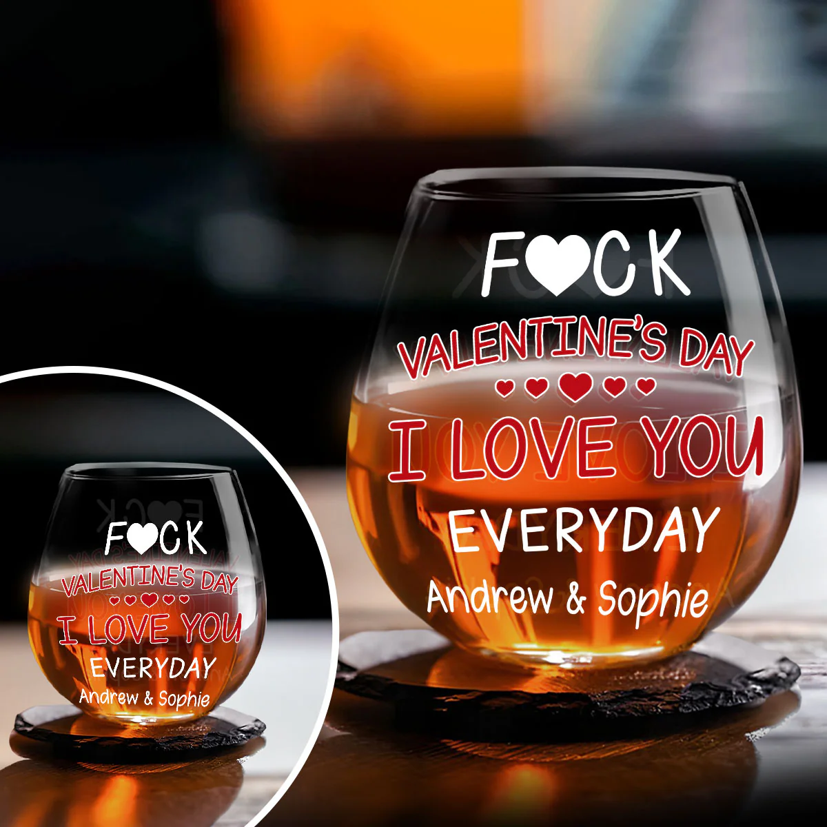 I Love You Everyday - Personalized Custom Wine Glass - Image 3
