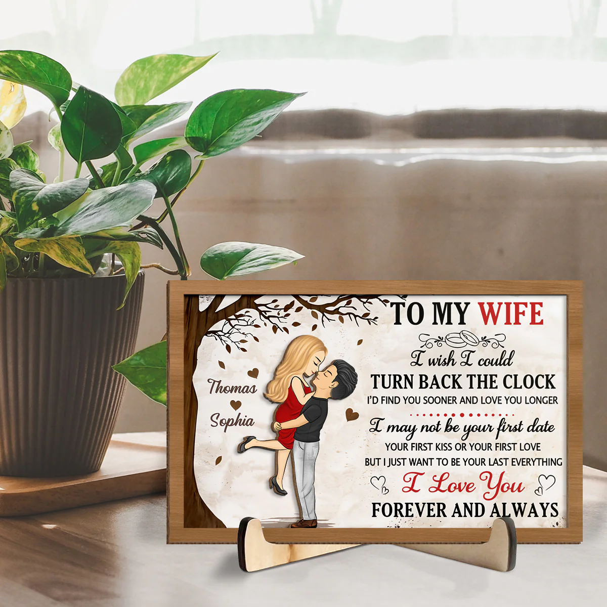I Love You Forever And Always - Personalized Custom Wooden Plaque - Image 3