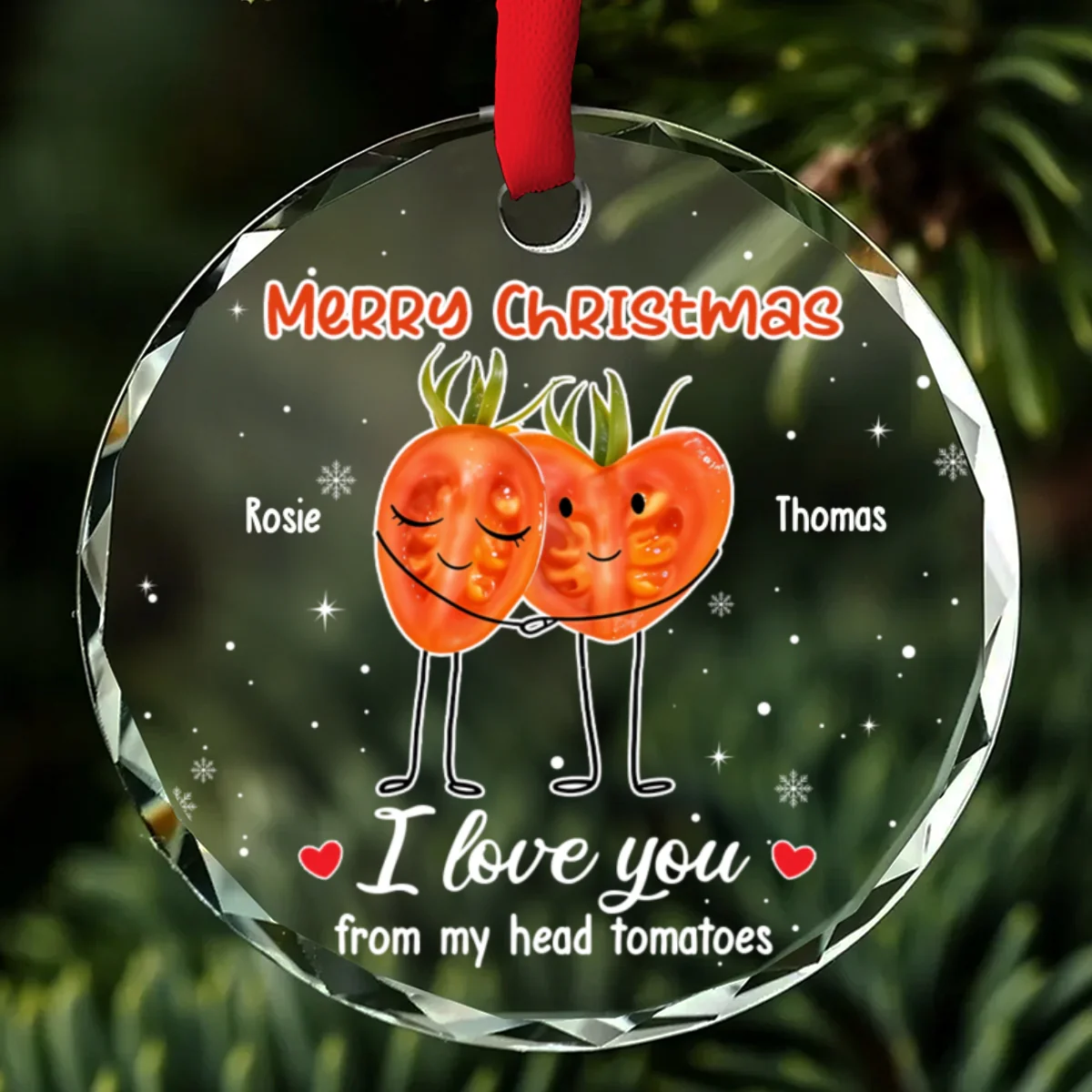 I Love You From My Head Tomatoes - Personalized Custom Glass Ornament - Image 6