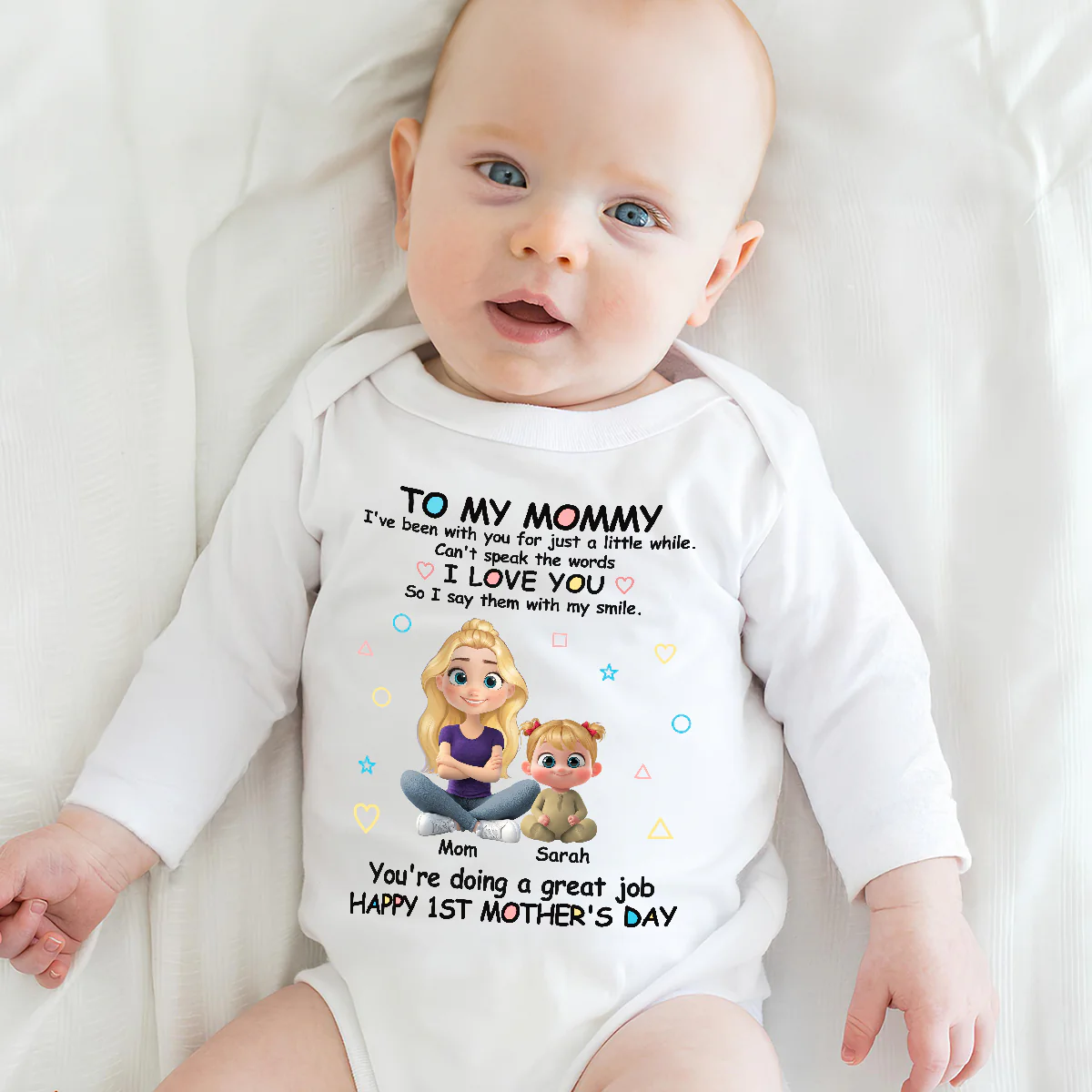 I Love You Mommy - Personalized Custom Long Sleeve Baby Onesie - Image 4