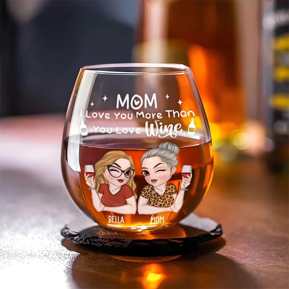 I Love You More Than Wine - Personalized Custom Wine Glass - Image 3