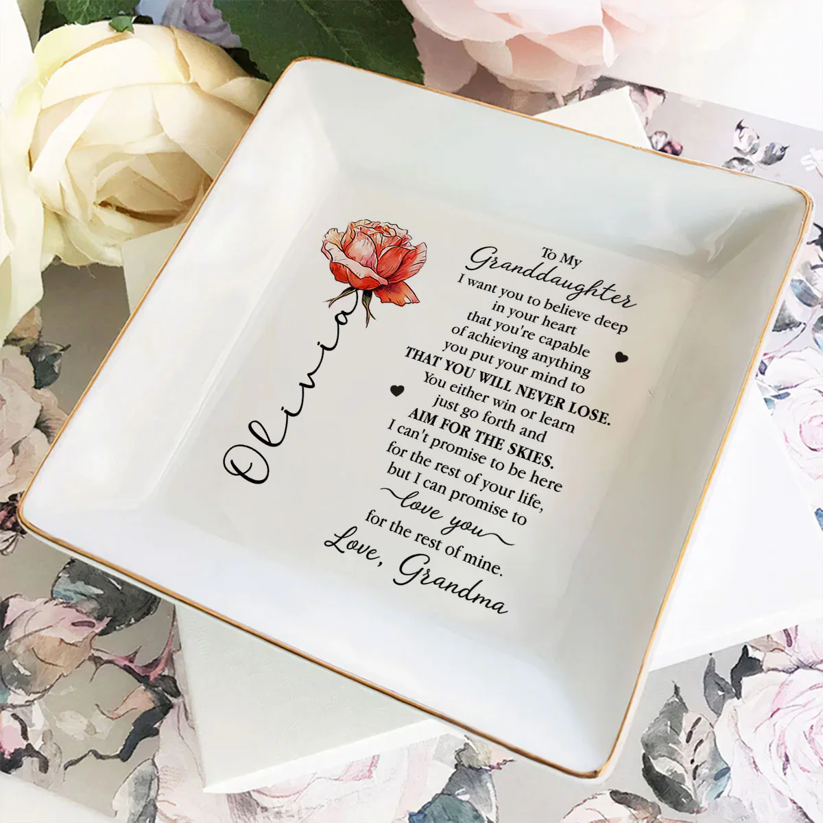 I Love You My Granddaughter - Personalized Custom Jewelry Dish - Image 2