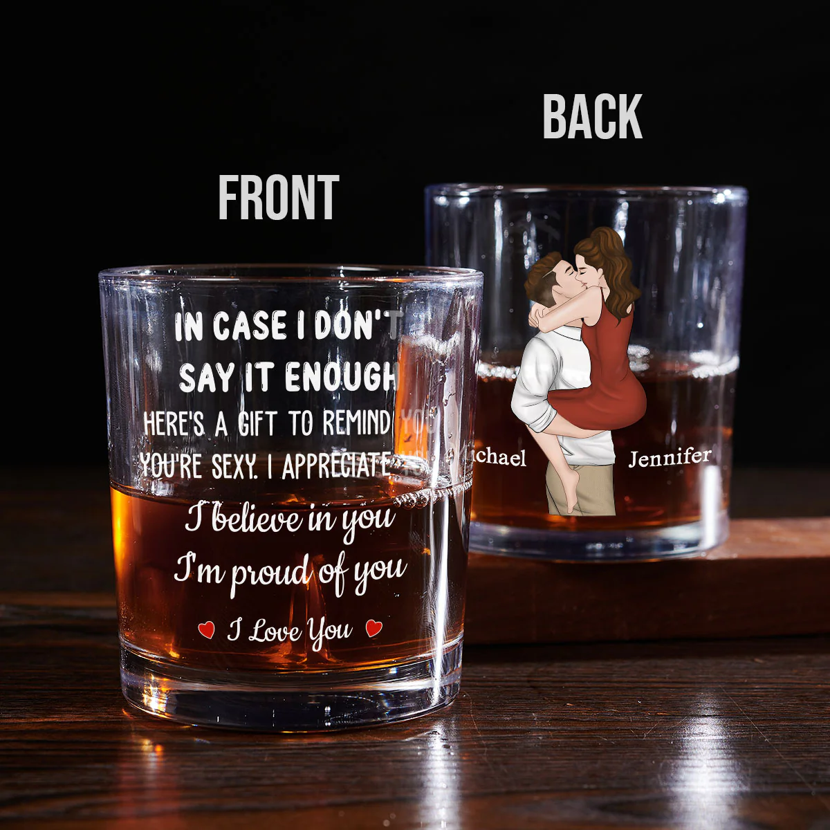 I Love You - Personalized Custom Whiskey Glass - Image 2