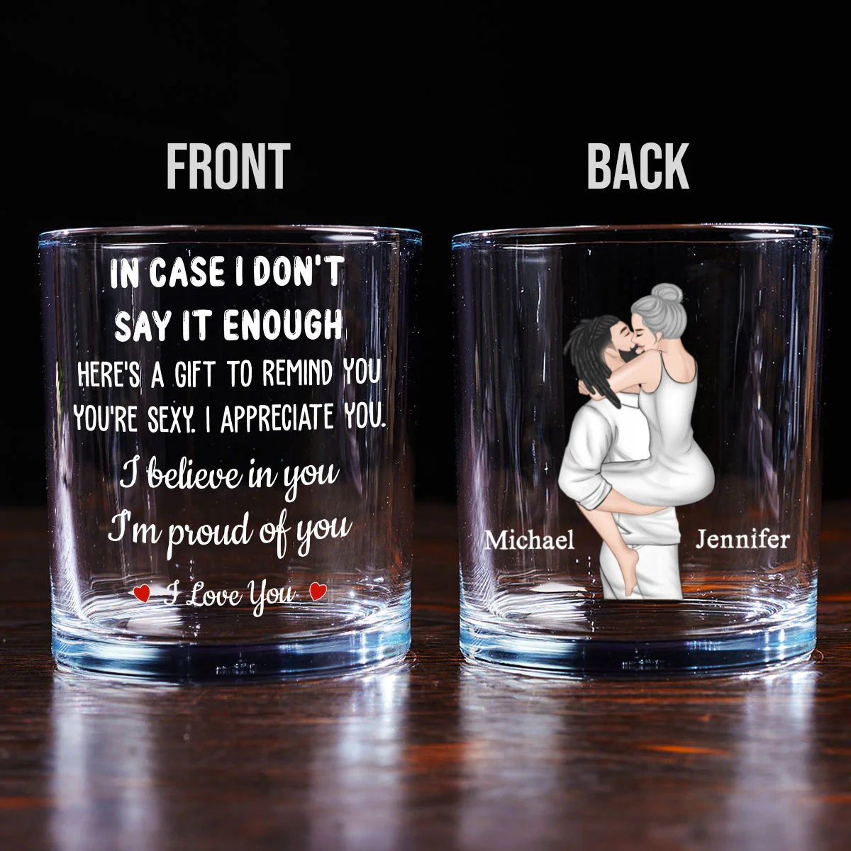 I Love You - Personalized Custom Whiskey Glass - Image 6